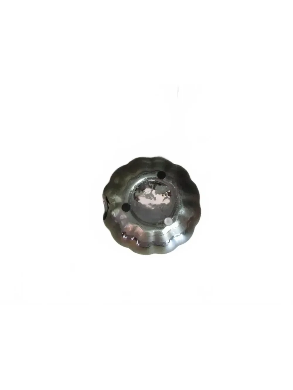 VTG Metallic Silver Metal Pumpkin Jack O Lantern Candle Holder Halloween Decor